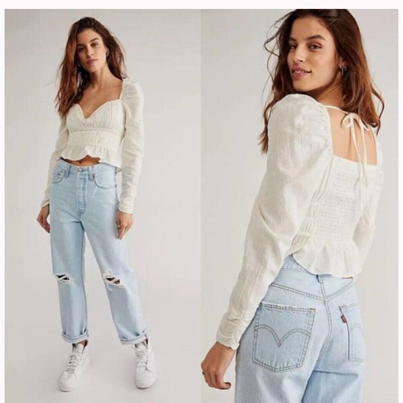 Free People Tops - Free people Chloe Sweetheart Top - White